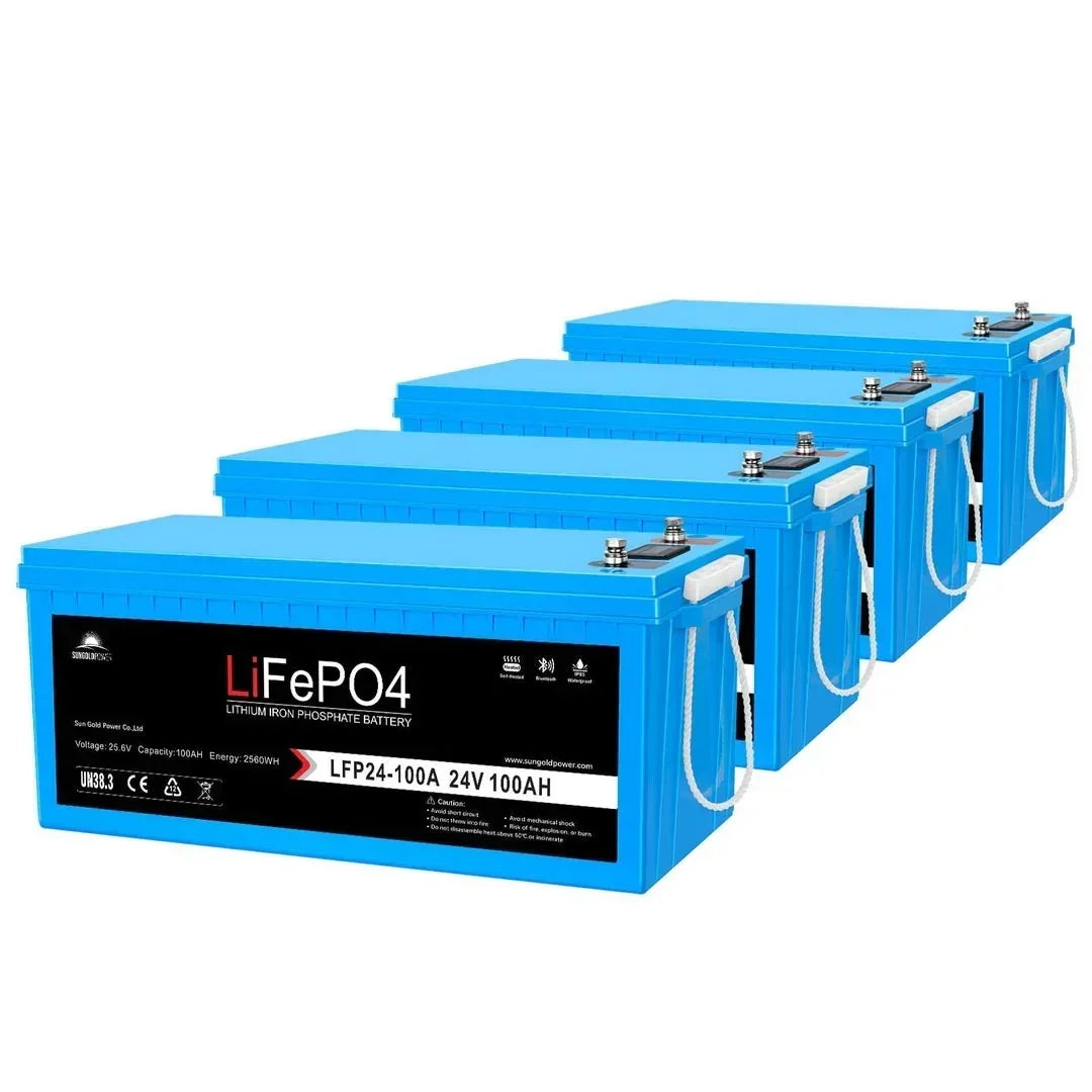 SunGoldPower 24V 100AH LifePO4 Deep Cycle Lithium Battery Bluetooth / Self - Heating / IP65 - Off Grid Stores