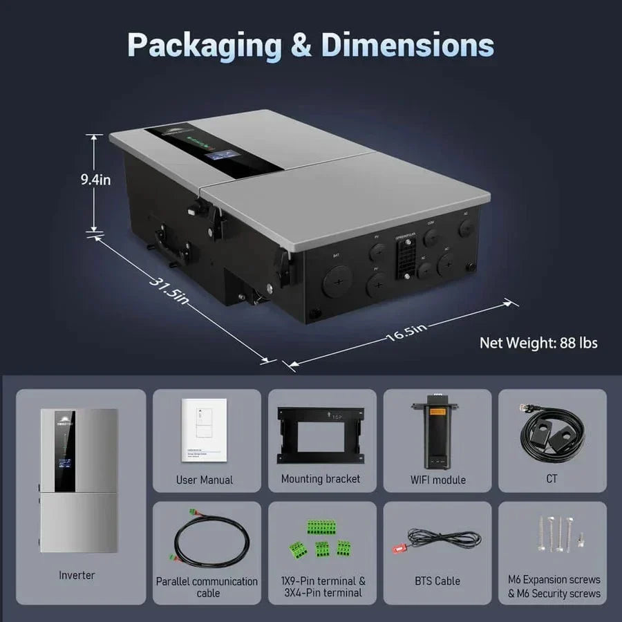 SunGoldPower 7.6KW 48V Split Phase Hybrid Solar Inverter